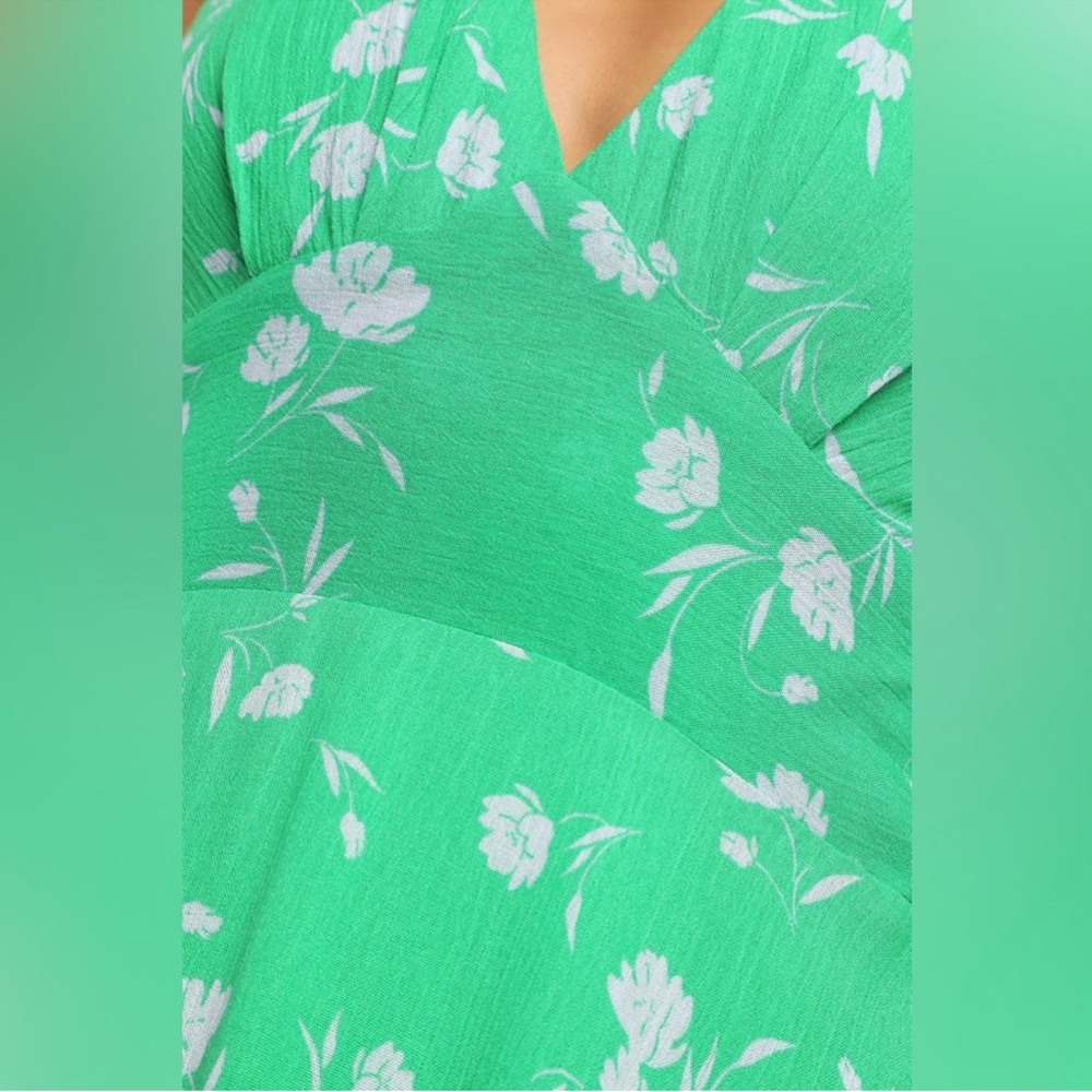 Lulu’s Bright Skies Green Floral Print Halter Mini Dress - Picture 7 of 10
